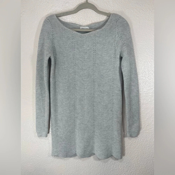 Lovers + Friends Wool Blend Pointelle Tessellate Sweater Dress in Gray Women’s S - Picture 1 of 13